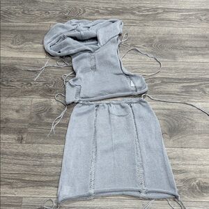 Gray Knit Two-Piece Set